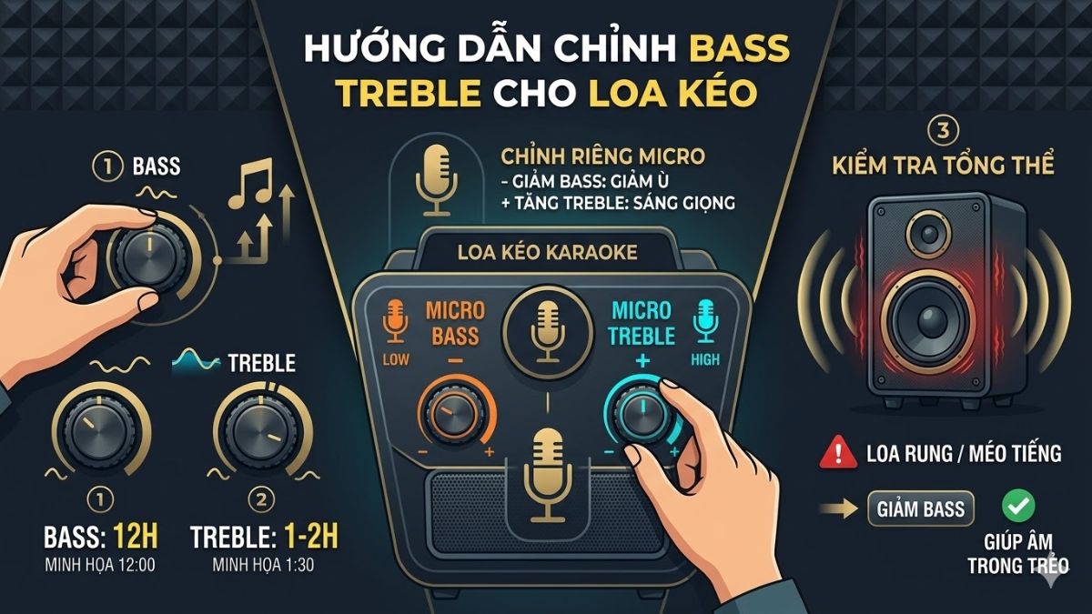 Hướng dẫn cách chỉnh âm bass treble cho loa kéo karaoke