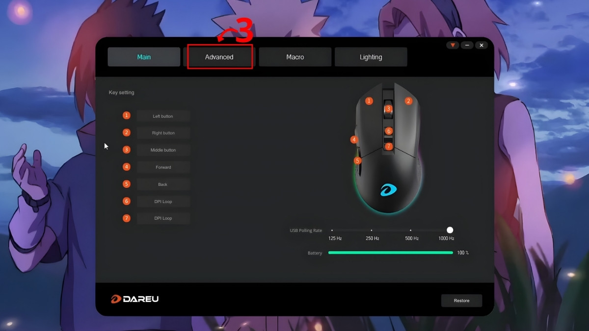 Vào mục Advanced thiết lập các cài đặt nâng cao