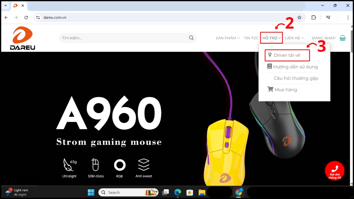 Vào mục Driver tải về trong Hỗ trợ