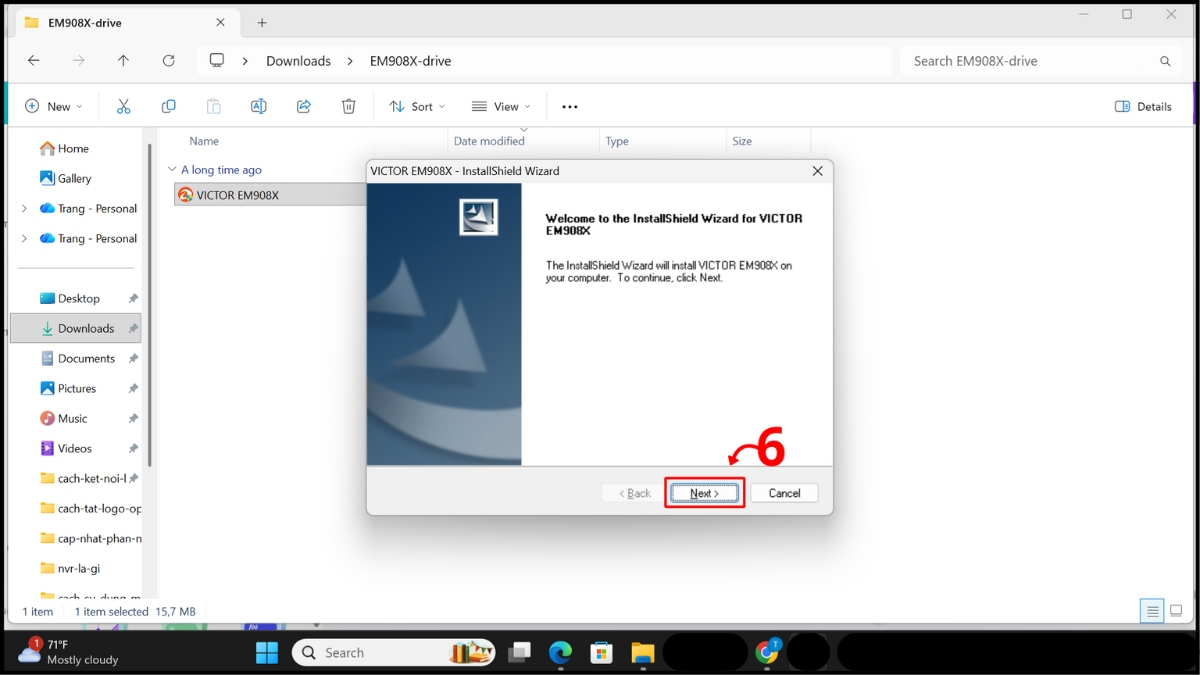 Chọn Next để tiếp tục quá trình cài đặt