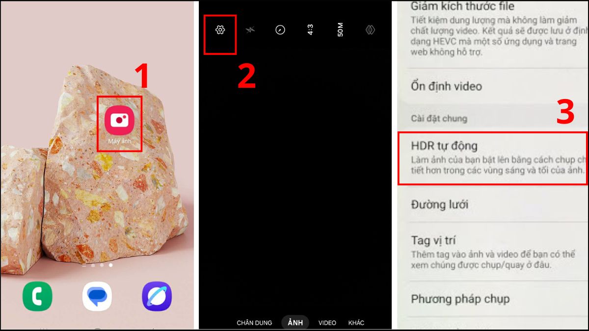 Thao tác bật chế độ HDR tự động