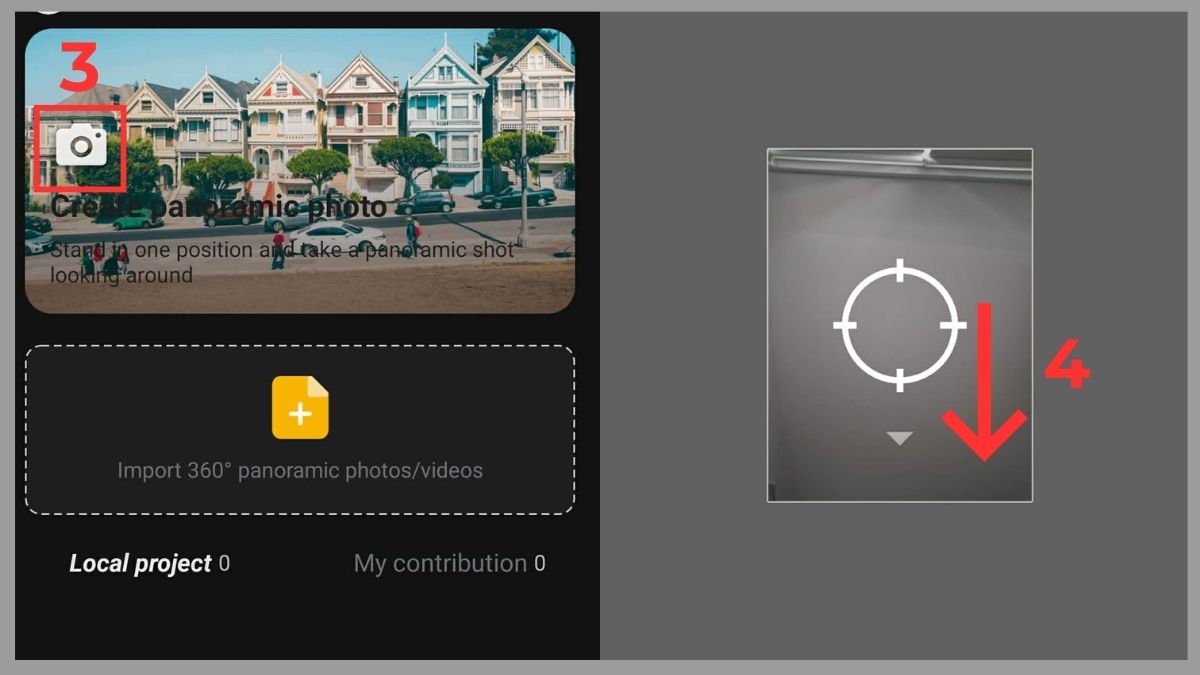 Nhấn vào biểu tượng máy ảnh và đưa máy ảnh theo chiều mũi tên