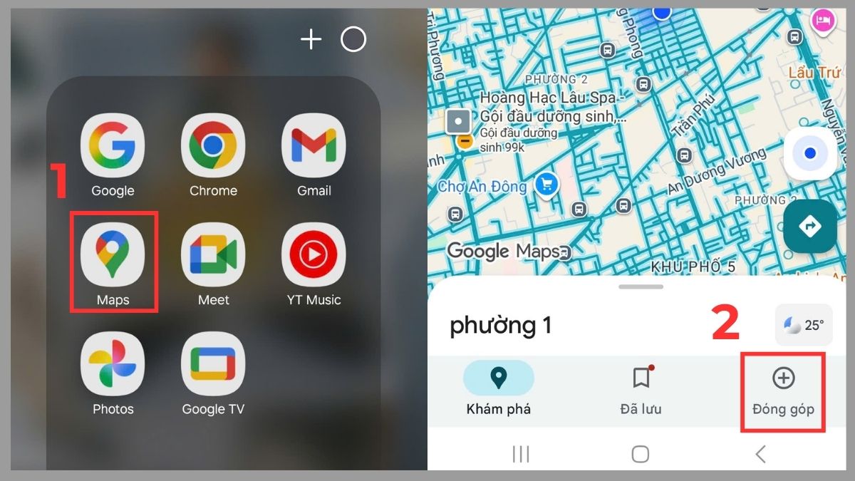 Truy cập vào mục Đóng góp trên Google Maps