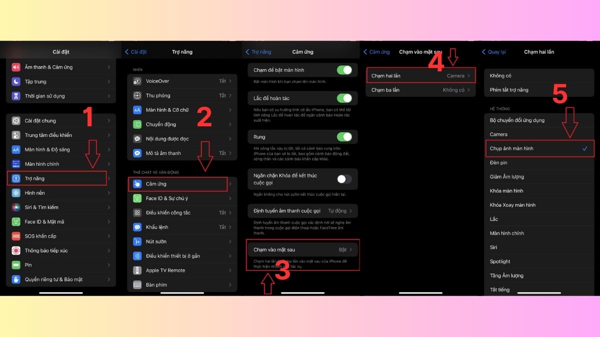 Thiết lập thao tác chụp màn hình bằng 2 lần gõ chạm vào mặt lưng iPhone