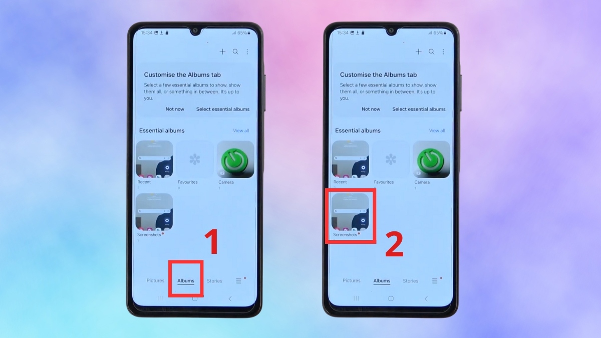 Ảnh chụp màn hình Samsung Galaxy A06 được lưu ở mục Screenshots trong Album