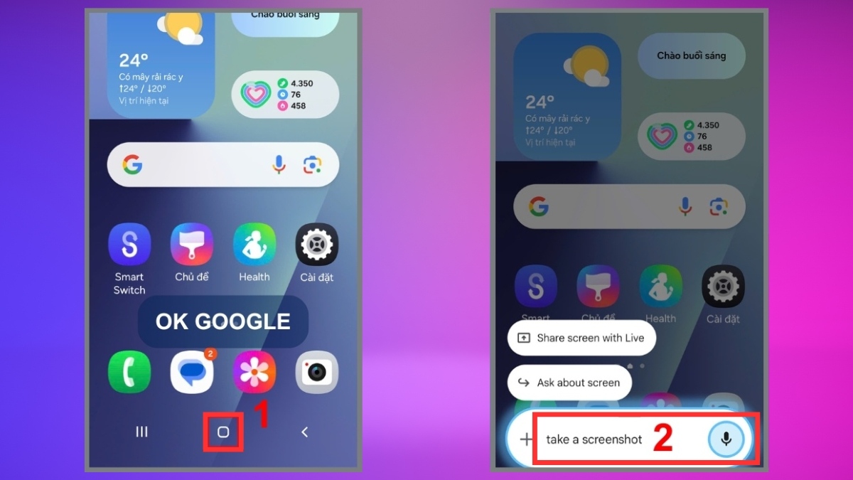 Chụp ảnh màn hình Samsung Galaxy A06 bằng Google Assistant