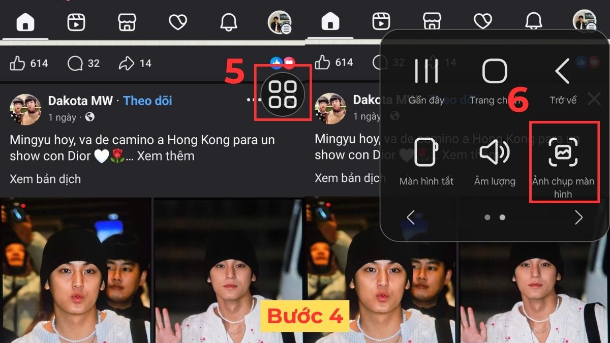 Thao tác chụp màn hình Samsung Galaxy A35 bằng nút trợ năng