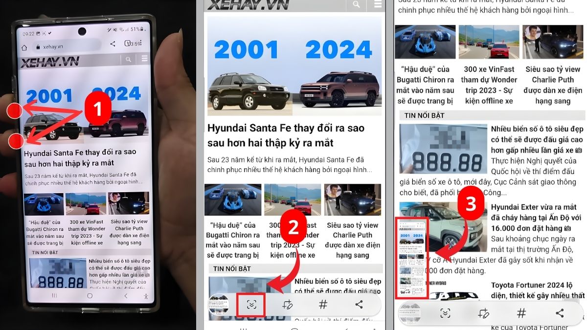 Thao tác chụp toàn màn hình trên điện thoại Samsung Galaxy A51
