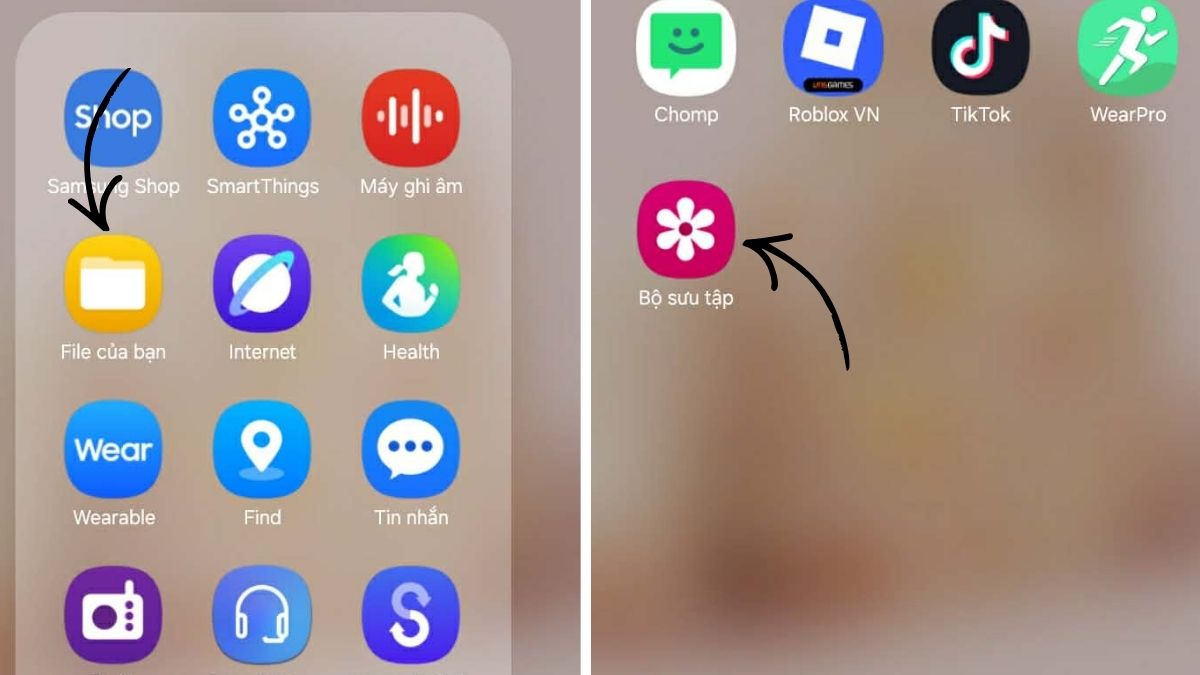 Ảnh chụp màn hình được lưu trong mục Bộ sưu tập