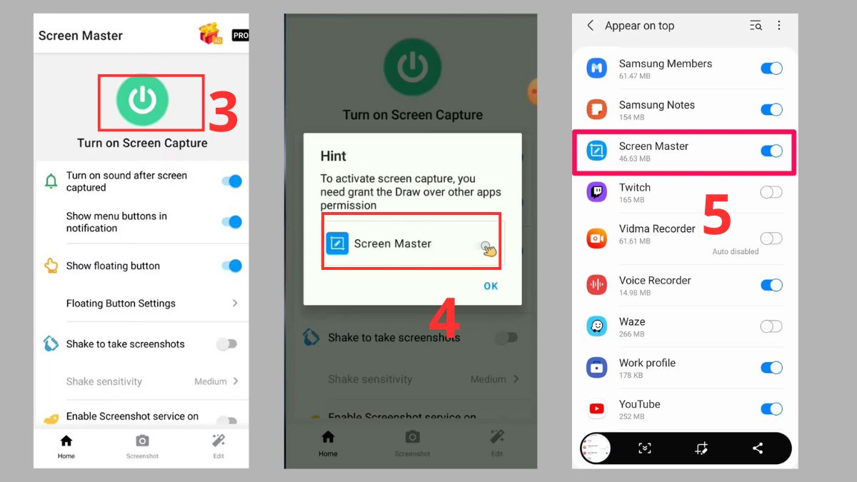 Kích hoạt tính năng chụp màn hình theo ứng dụng Screen Master