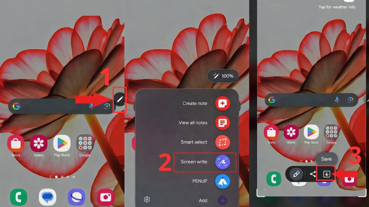 Thao tác chụp màn hình Samsung Galaxy S23 Ultra bằng S Pen