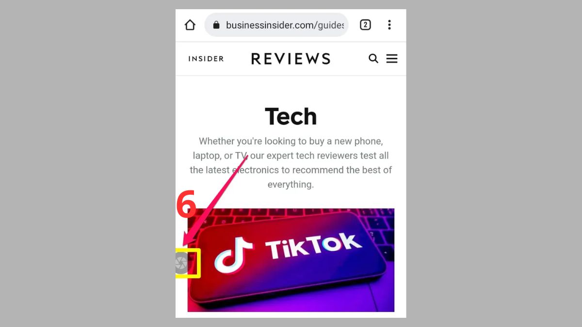 Chọn vào biểu tượng chụp màn hình