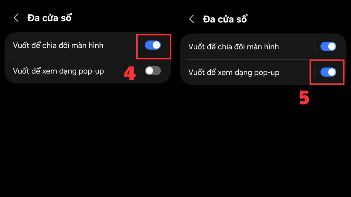Bật vuốt để chia sẻ màn hình