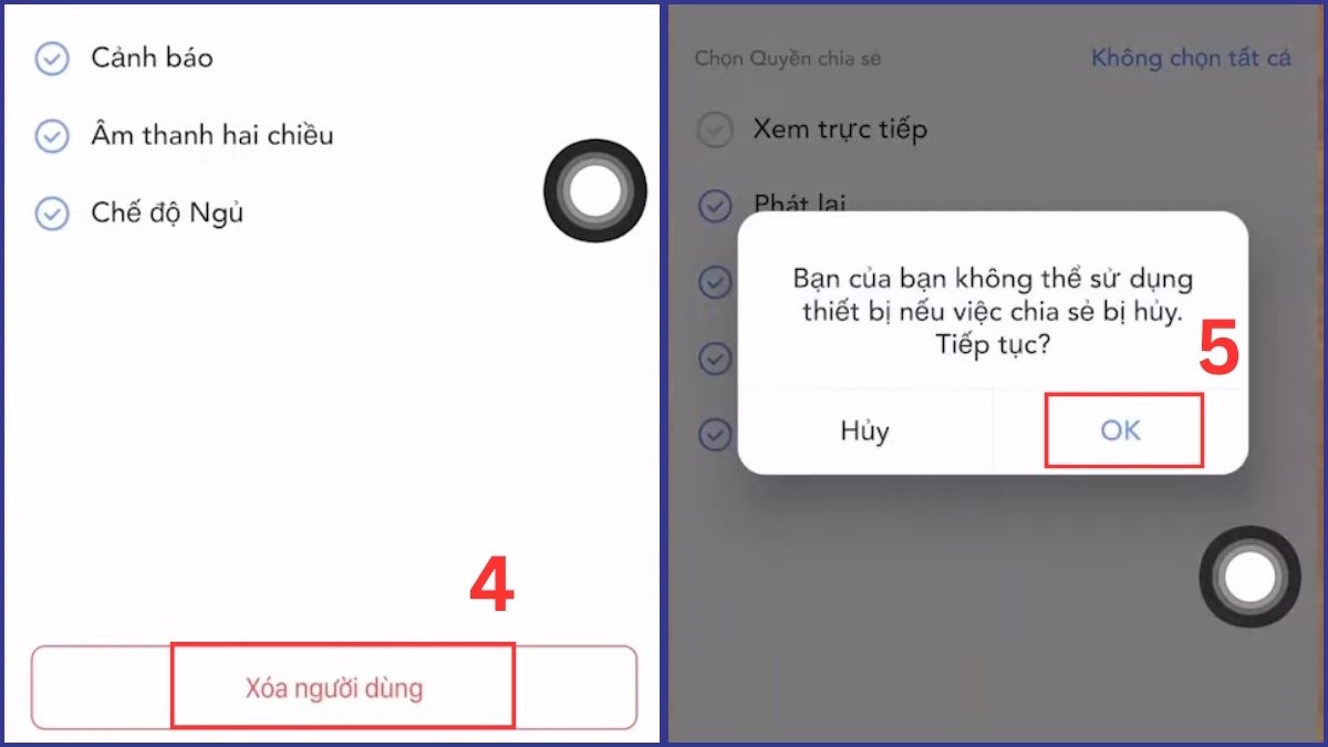 Xóa thiết bị chia sẻ