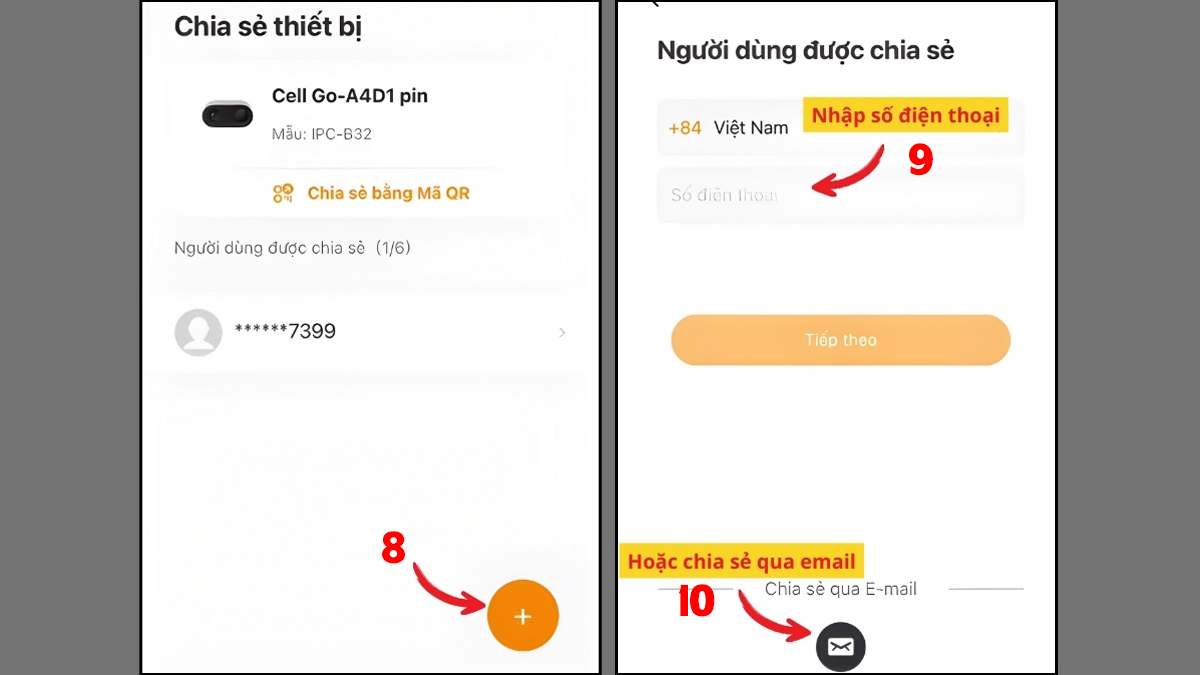 Nhập thông tin thiết bị chia sẻ trên camera IMOU