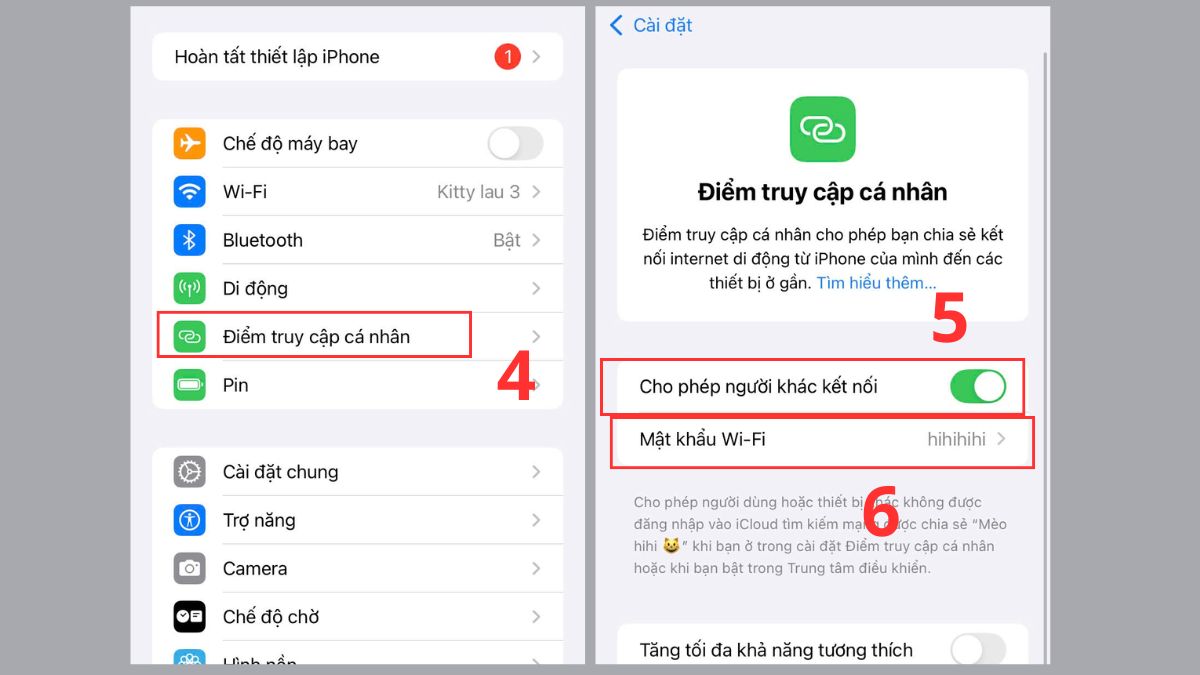 Kích hoạt chia sẻ mạng trên iPhone