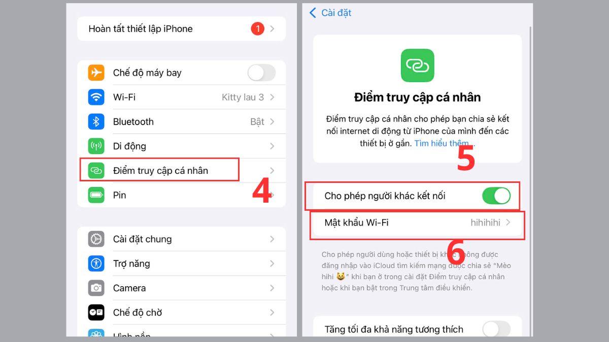 Thiết lập chia sẻ Wifi trên iPhone