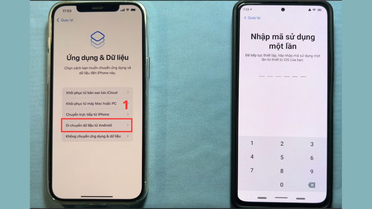 Đưa iPhone vào trạng thái thiết lập ban đầu và mở sẵn ứng dụng Move to iOS trên điện thoại Xiaomi