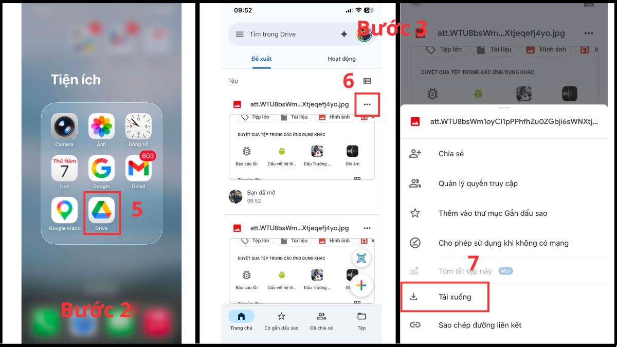 Mở Google Drive trên iPhone và tải xuống bằng tài khoảng Google đã dùng trên máy Xiaomi