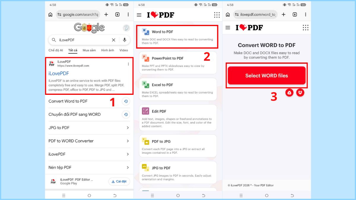 Truy cập vào website ILovePDF
