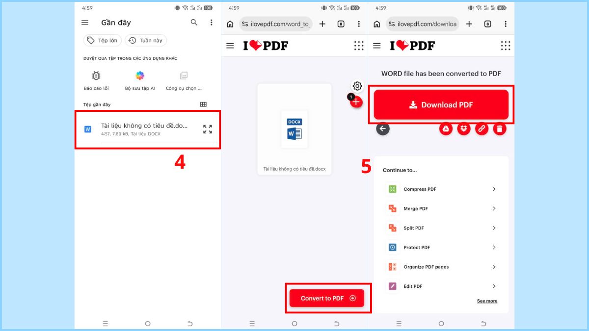 Nhấn chuyển đổi qua PDF và chọn Download PDF về máy