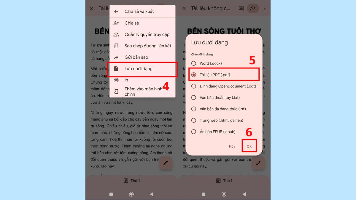 Thực hiện thao tác lưu dưới dạng PDF