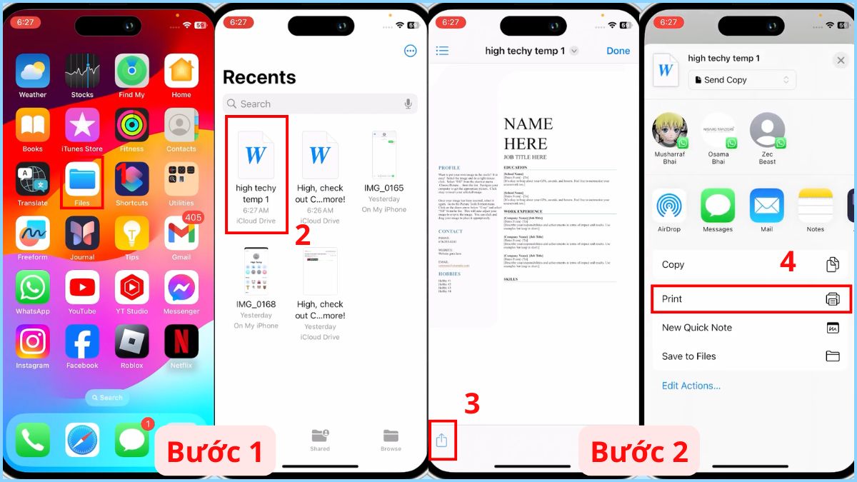 Tìm đến mục Print sau khi mở tài liệu trên iPhone