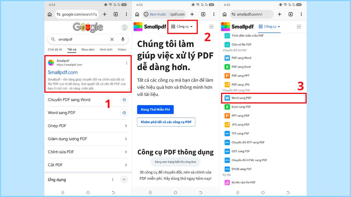 Tìm đến mục Worrd sang PDF