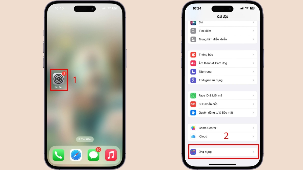 Vào mục Ứng dụng
