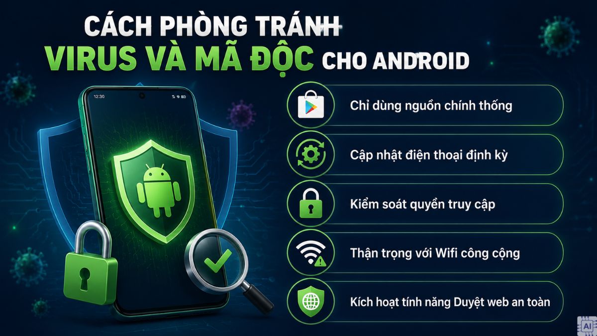 Cách phòng tránh virus và mã độc cho Android