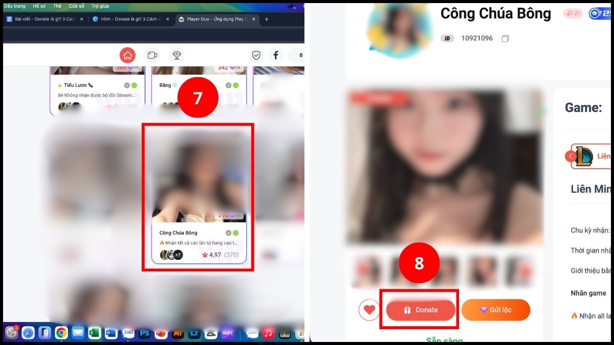 Cách donate cho người bạn mong muốn