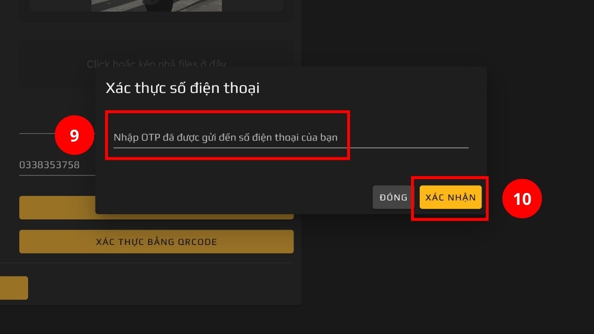 Điền mã OTP và chọn Xác Nhận