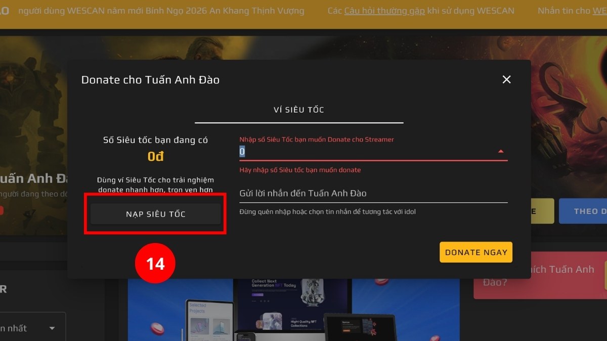 Chọn Nạp siêu tốc và Quét mã thanh toán VNPayQR