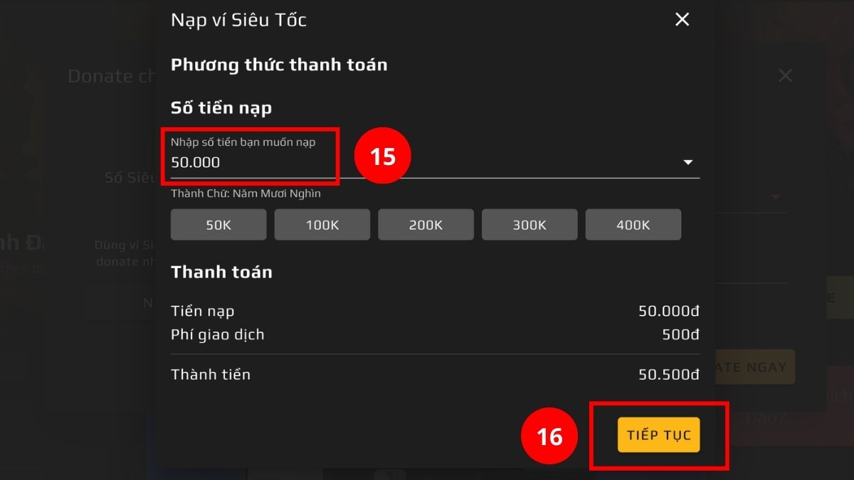Nạp tiền thanh toán