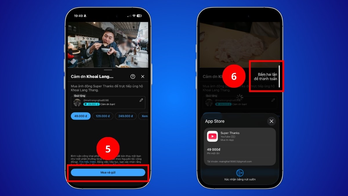 Hoàn tất thanh toán Super Thanks trên YouTube