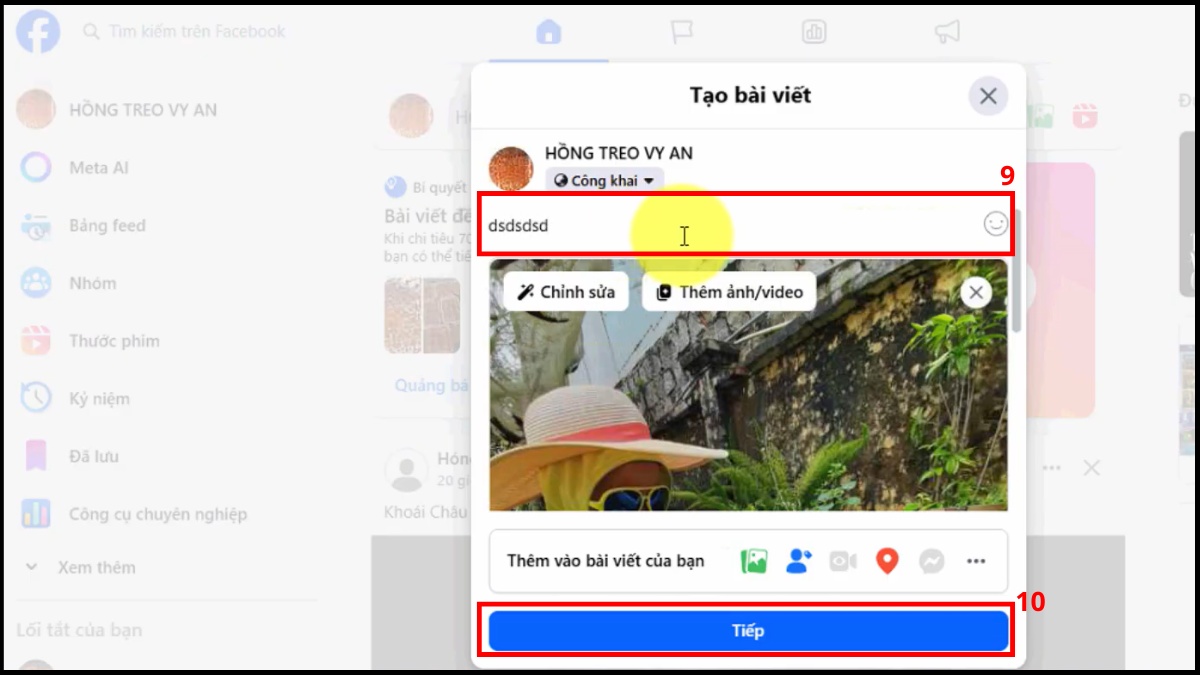 Đăng bài viết đã được gắn giỏ hàng lên Facebook