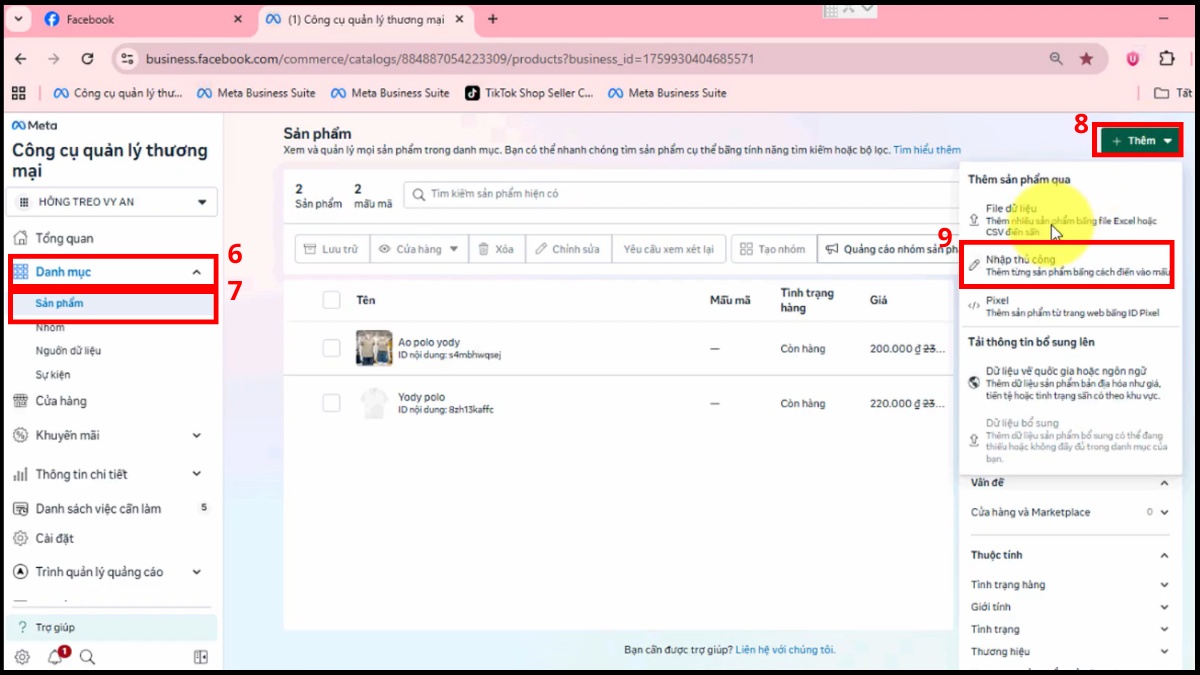 Nhập thông tin để tạo sản phẩm trong giỏ hàng