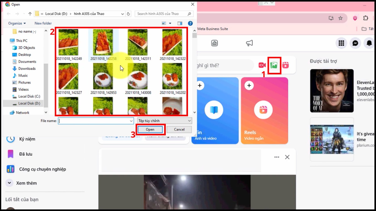 Chọn hình ảnh bạn muốn tải lên