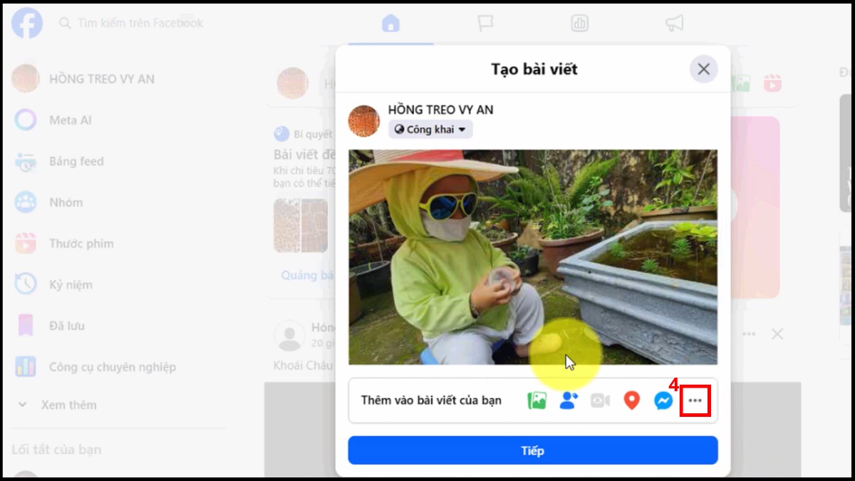 Chọn vào biểu tượng ba chấm