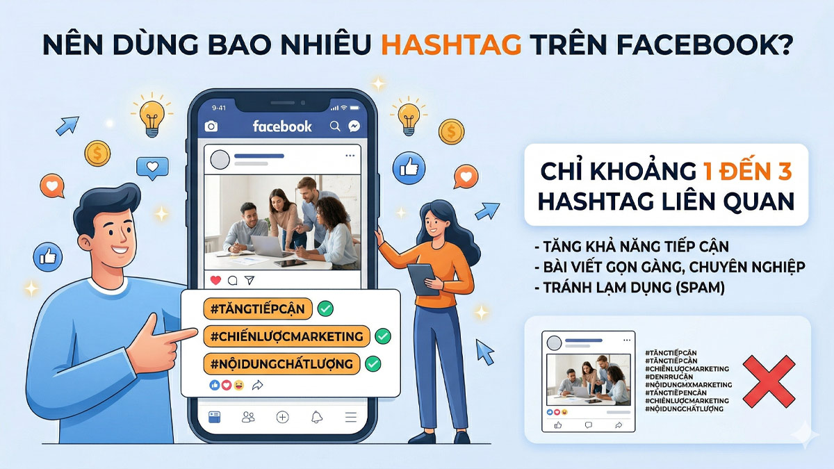 Chỉ dùng từ 1 đến 3 hastag liên quan