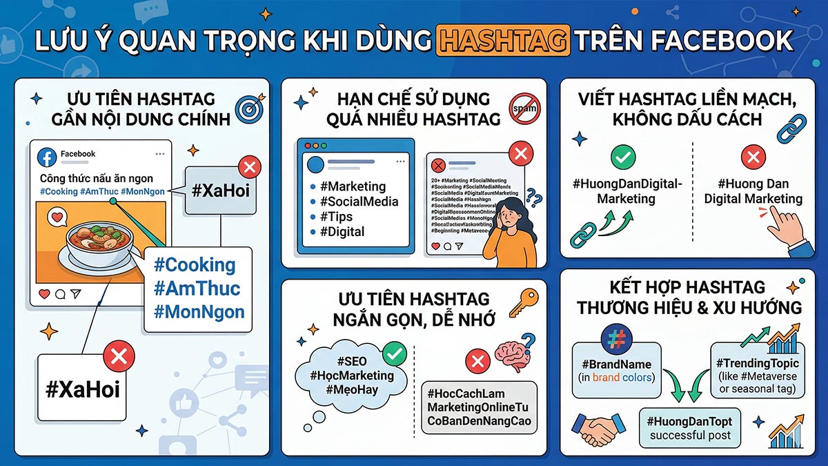 Những lưu ý quan trọng khi dùng Hastag trên Facebook