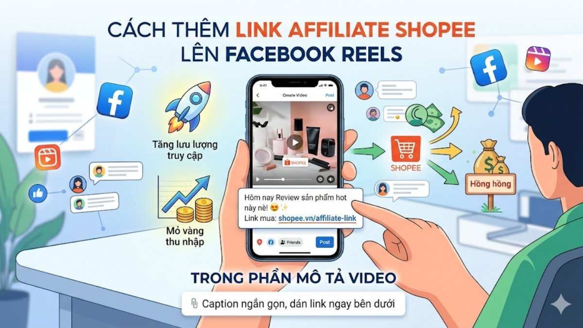 Cách gắn link Affiliate Shopee trên Facebook Reels tăng doanh số
