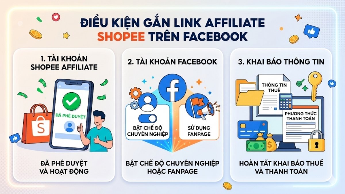 Điều kiện gắn link Affiliate Shopee trên Facebook