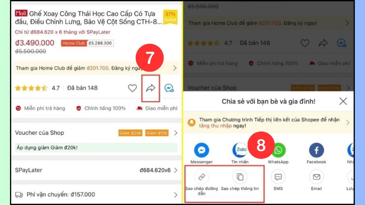 Nhấn Sao chép liên kết