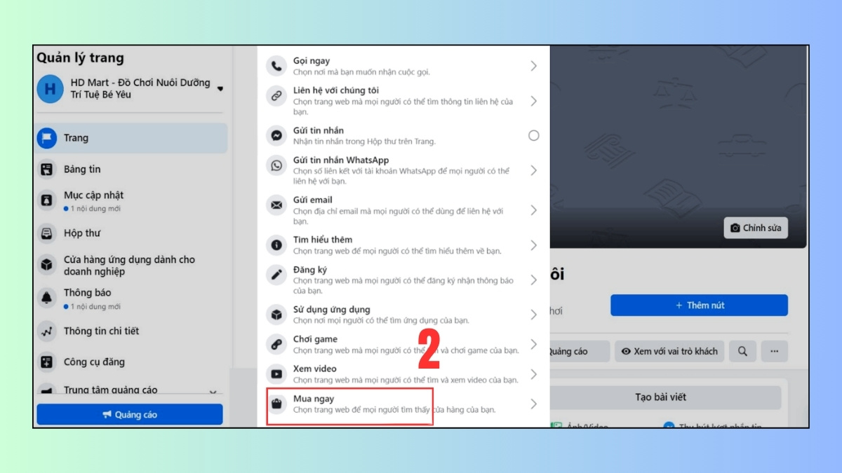 Chọn mục Mua ngay hoặc Bắt đầu mua sắm