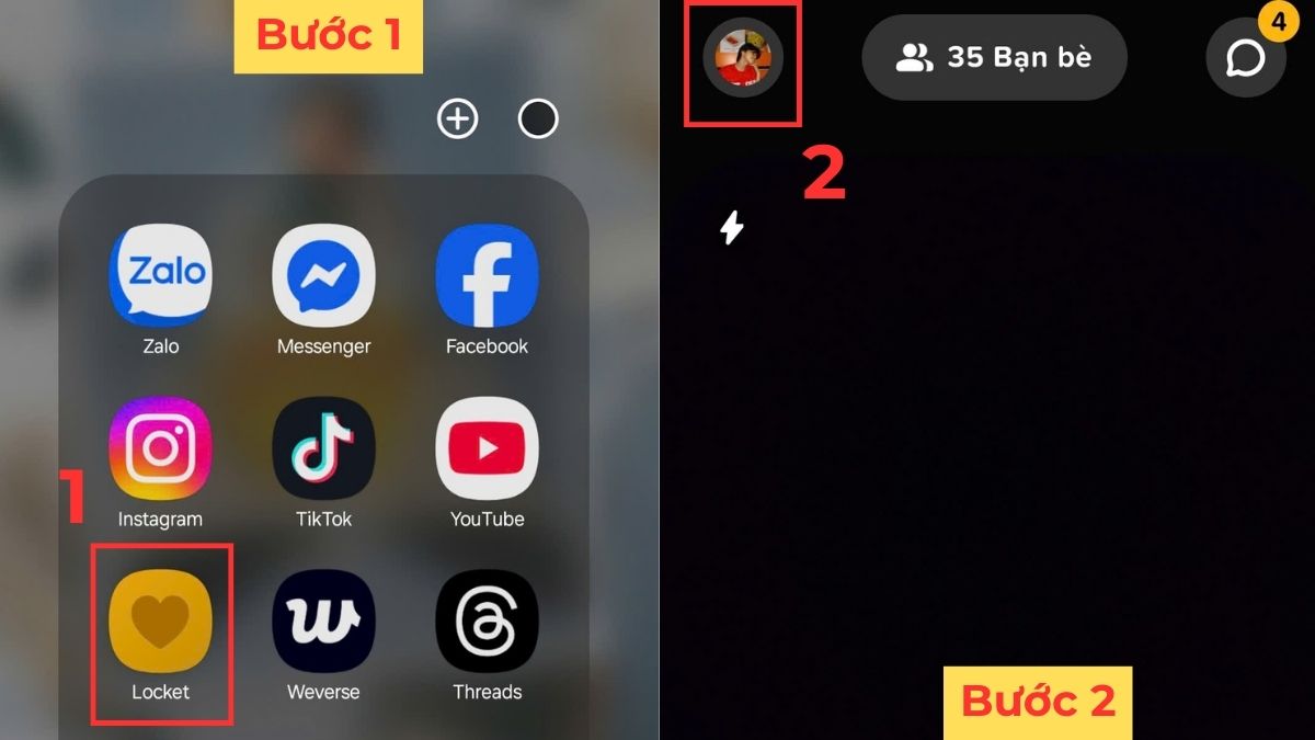Mở ứng dụng Locket Widget