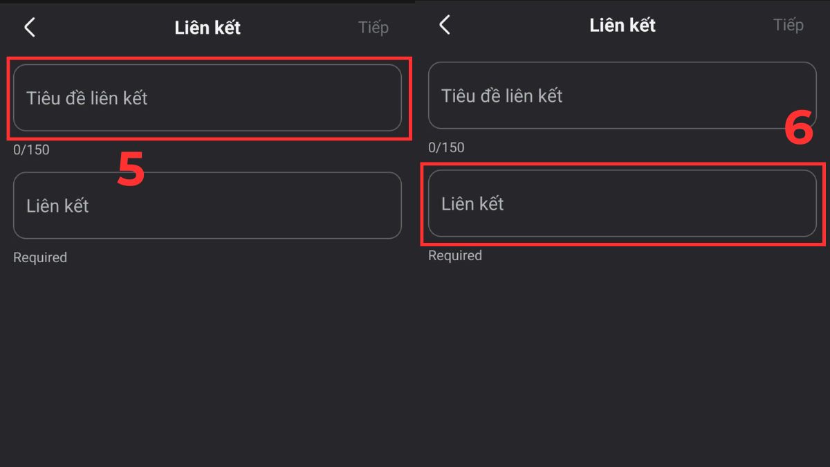 Đặt Tiêu đề liên kết và dán link