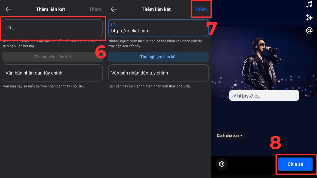 Dán Link và nhấn Chia sẻ