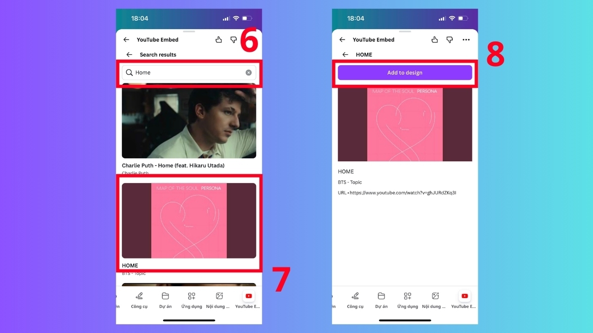 Thao tác chèn video YouTube trong Canva