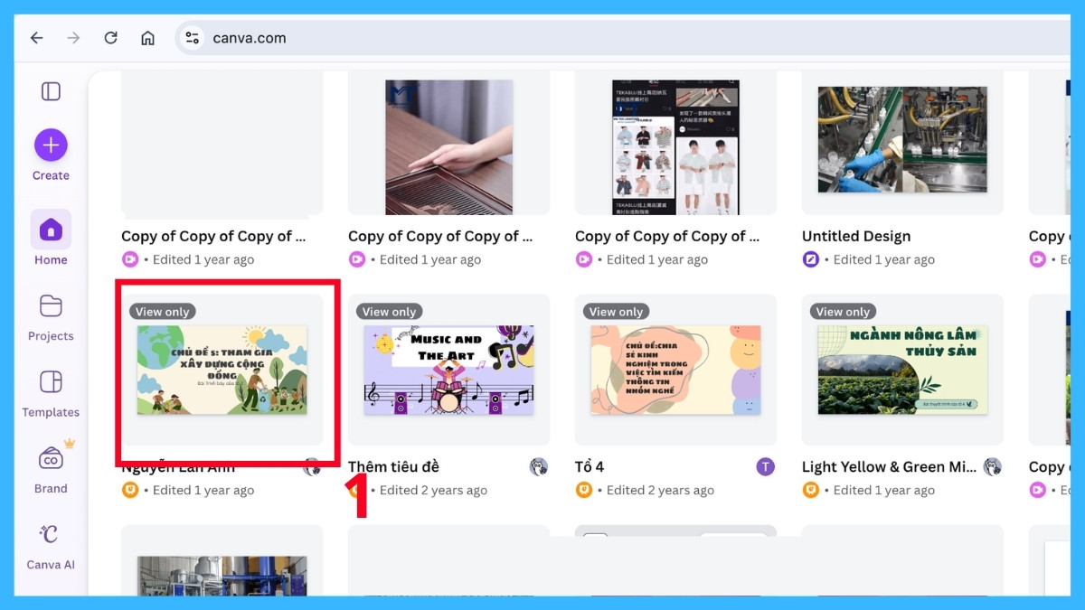 Mở bản thiết kế trên Canva